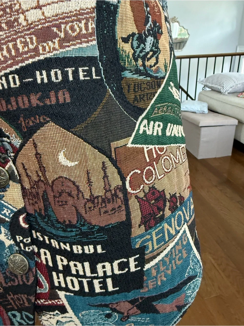 Vintage Denim Republic Travel Patchwork Tapestry Vest in Multicolor